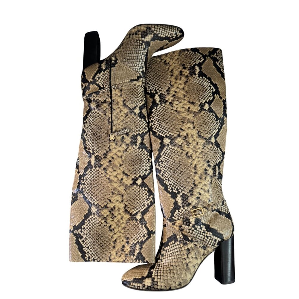 Tory Burch Pull On Snake Embossed Leather Knee High Boot, Size 6.5M WORN ONCE - Picture 7 of 9